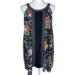 Torrid Top Women 2X Black Floral Halter Tank High Neck Boho Western Sheer Girly